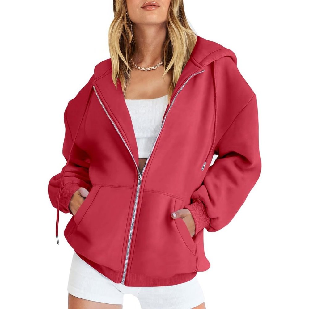 Women's Oversized Zip Up Hoodies Sweatshirts Y2K Clothes Jackets with Pockets